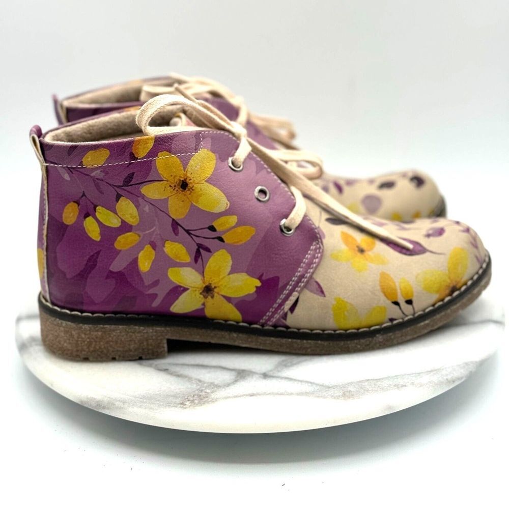 Goby Autumn Flowers Ankle Boots Women's Size US 7.5/ EU 38 Handmade Style PH215